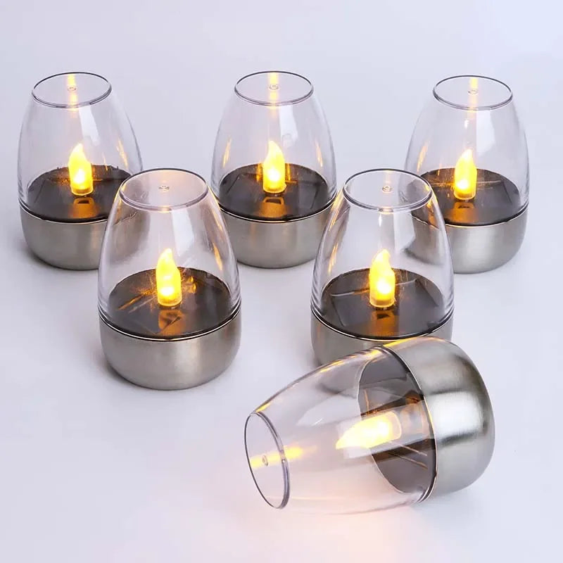 LED Solar Candles Light Flameless Rechargeable Night Light For Wedding Party Garden Decor Outdoor Waterproof Solar Candles Lamp