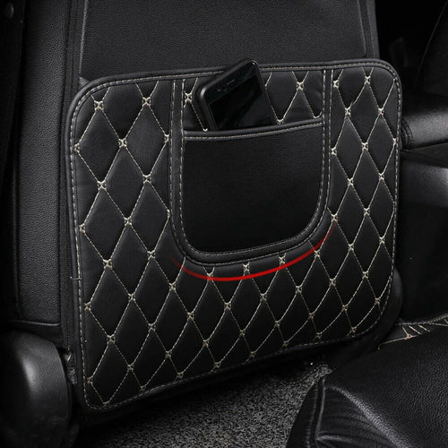 1Pc Car Back Seat Anti Kick Pad Anti-dirty Mat Black PU Leather Waterproof Scratch Resistant Storage Car Interior Accessories
