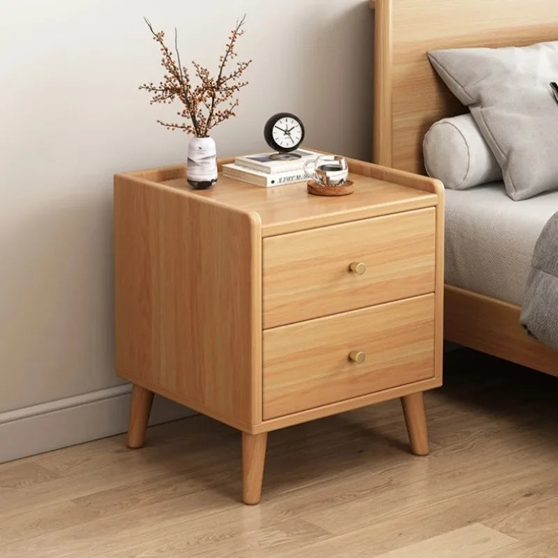 Modern Minimalist New Chinese Style Compact Narrow Bedside Table Nightstand Solid Wood Storage Drawer Bedroom Home Furniture