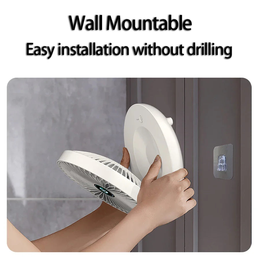2024 the Most Popular 2IN1 Portable Fan Air Conditioner Wall Mounted Fan Rechargeable Folding Fan With 3 Gears for Home Office