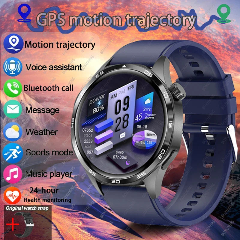 BOXUXING New Watch 5 Pro GPS NFC Men 100+sport Smart Watch AMOLED Screen Heart rate Bluetooth Call IP67Waterproof Man Smartwatch