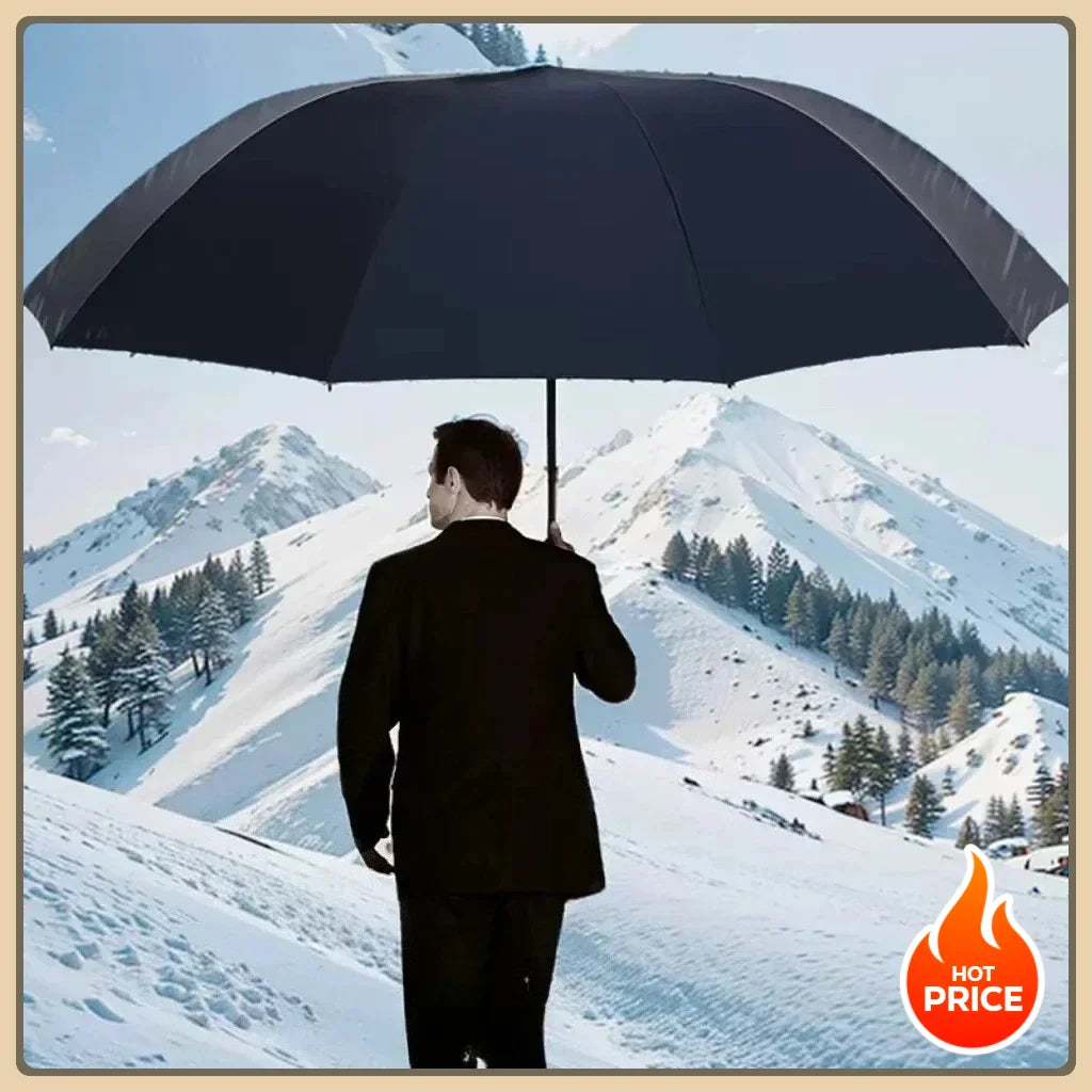 Extra-Large Folding Umbrella Heavy-Duty Reinforced Compact Travel Windproof Unisex  Protection Umbrellas for Business & Home Use