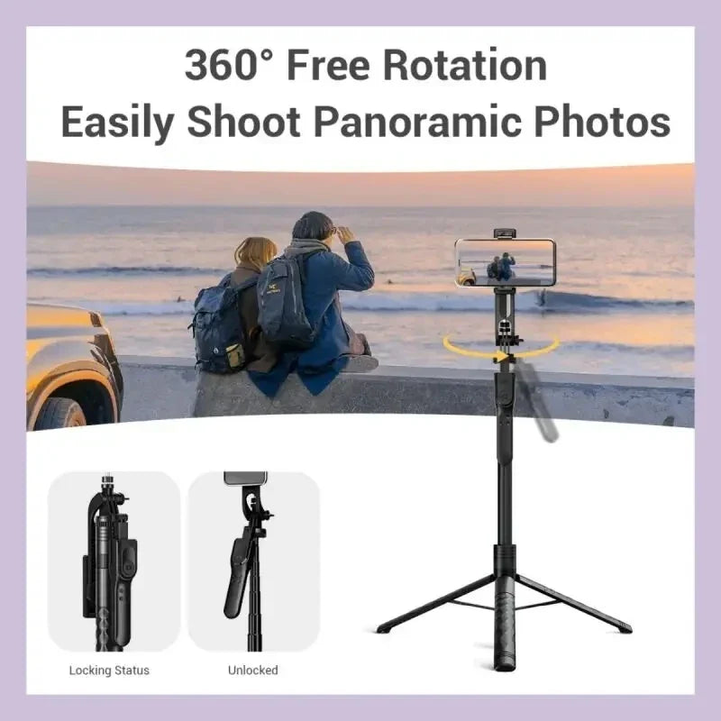 BSLIUFANG New 1.7M Wireless Selfie Tripod Foldable Stand For Action Cameras Smartphones Balance Steady Shooting Live