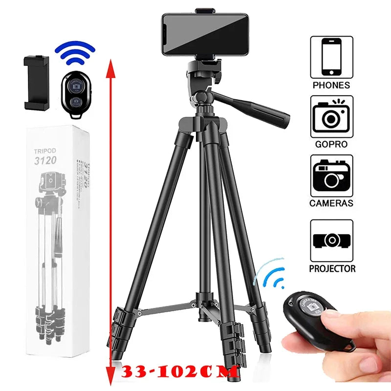 Bluetooth Remote Control Phone Tripod Stand Portable Lightweight Camera Tripod for Stable Video Photography and Mobile Holder