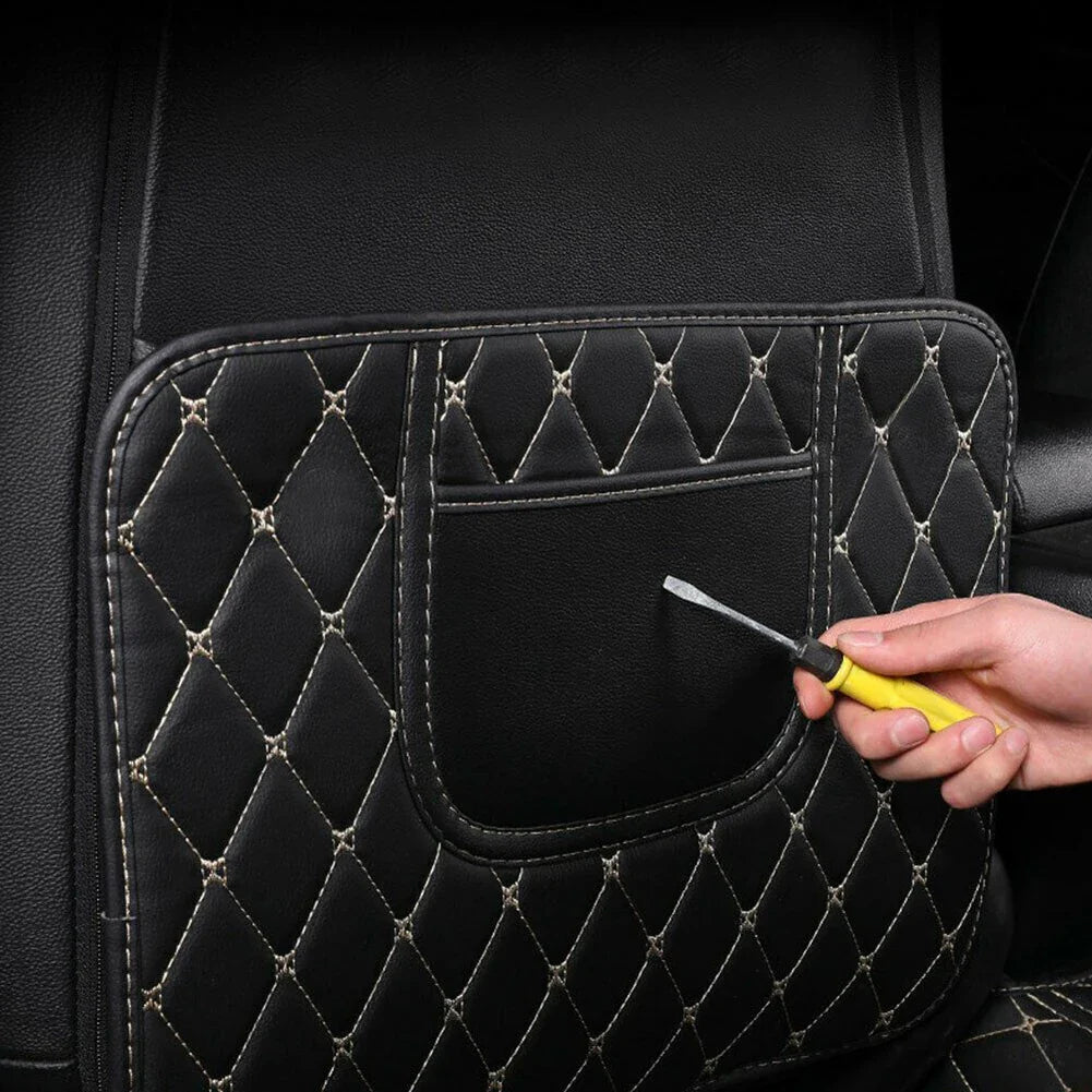 1Pc Car Back Seat Anti Kick Pad Anti-dirty Mat Black PU Leather Waterproof Scratch Resistant Storage Car Interior Accessories