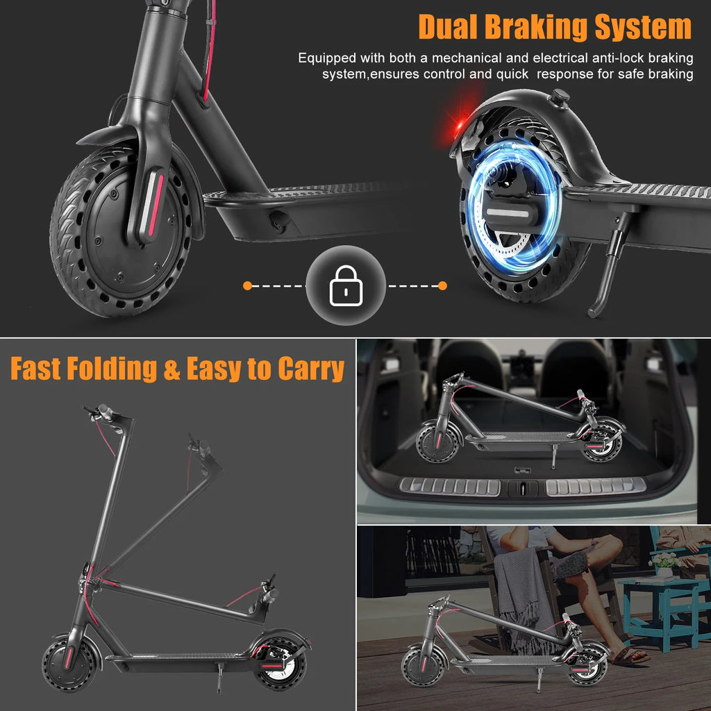 Electric Scooter 350W E Scooter Shock-absorbing ‎8.5 Inches Folding waterproof Commuting Electric Scooters