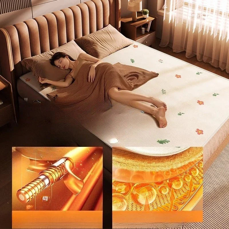 Graphene Electric Heated Blanket Dual Control Single Double Washable Home Dorm Energy Saving Fast Heating Auto Shutoff Cobertor