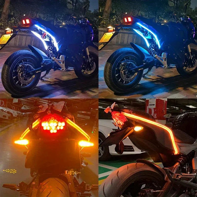 2pcs Motorcycle Turn Signal Lamp LED Daytime Running Lights Tail Light DRL Waterproof Decoration Strip Motor Brake Flowing amagi