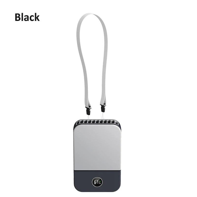 2000mAh Waist Fan Portable Hanging Neck Fan USB Rechargeable 3 Gear Bladeless Waist Neck Fan for Outdoor Working Air Cooler Fan
