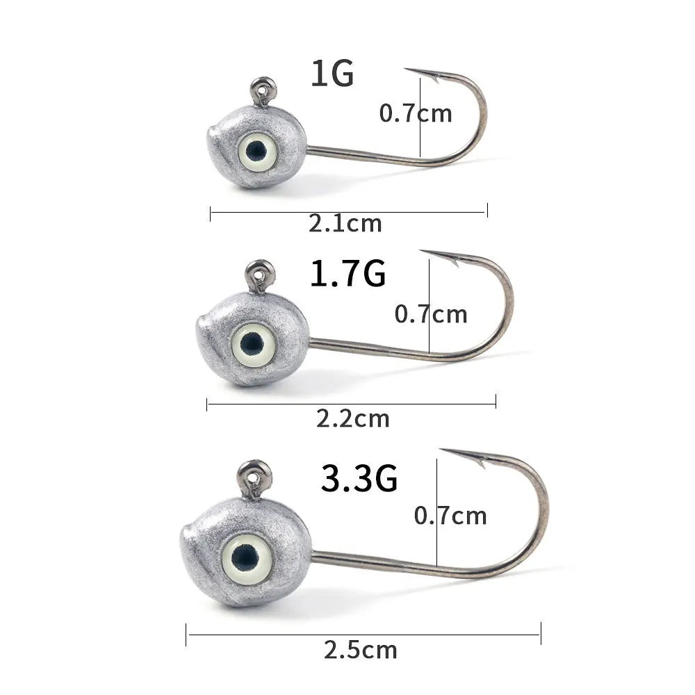 Grouper Crank Jig Head Hook Leaded 0.5g 1g 2g 3g 4g 5g Fly Fishing Hook Rockfish Game Jigs Hook Lure Soft Worm Bait Hook Tool