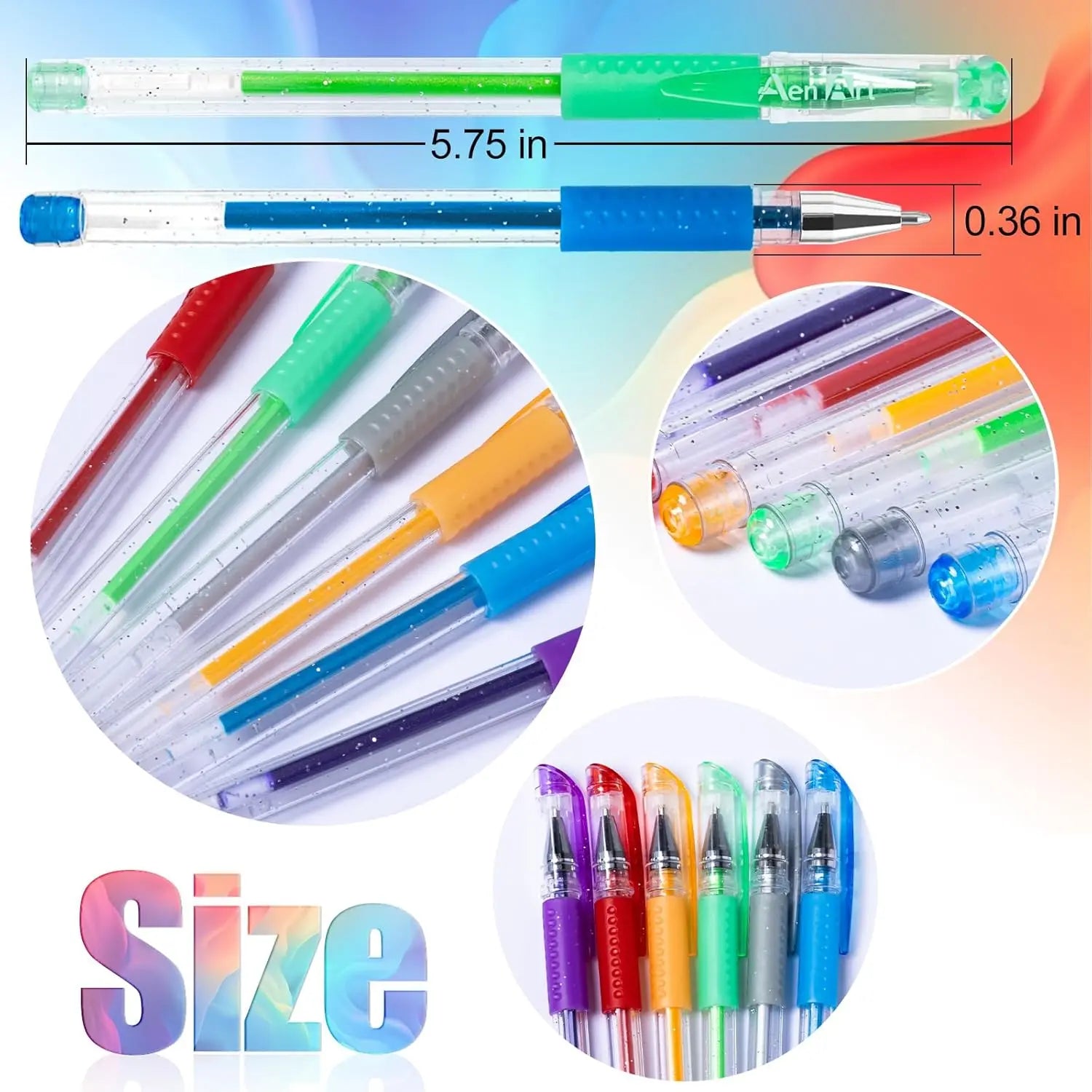 36 Glitter Gel Pens for Adult Coloring, 40% More Ink, Smooth Fine Lines, Non-Toxic Art Markers