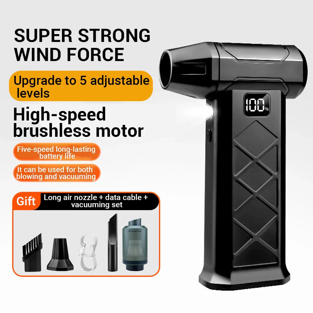 130000RPM Powerful Air Blower 5-Gear Speed High-Power Brushless Turbo Fan Jet Cordless Electric Air Duster For Keyboard Cleaning