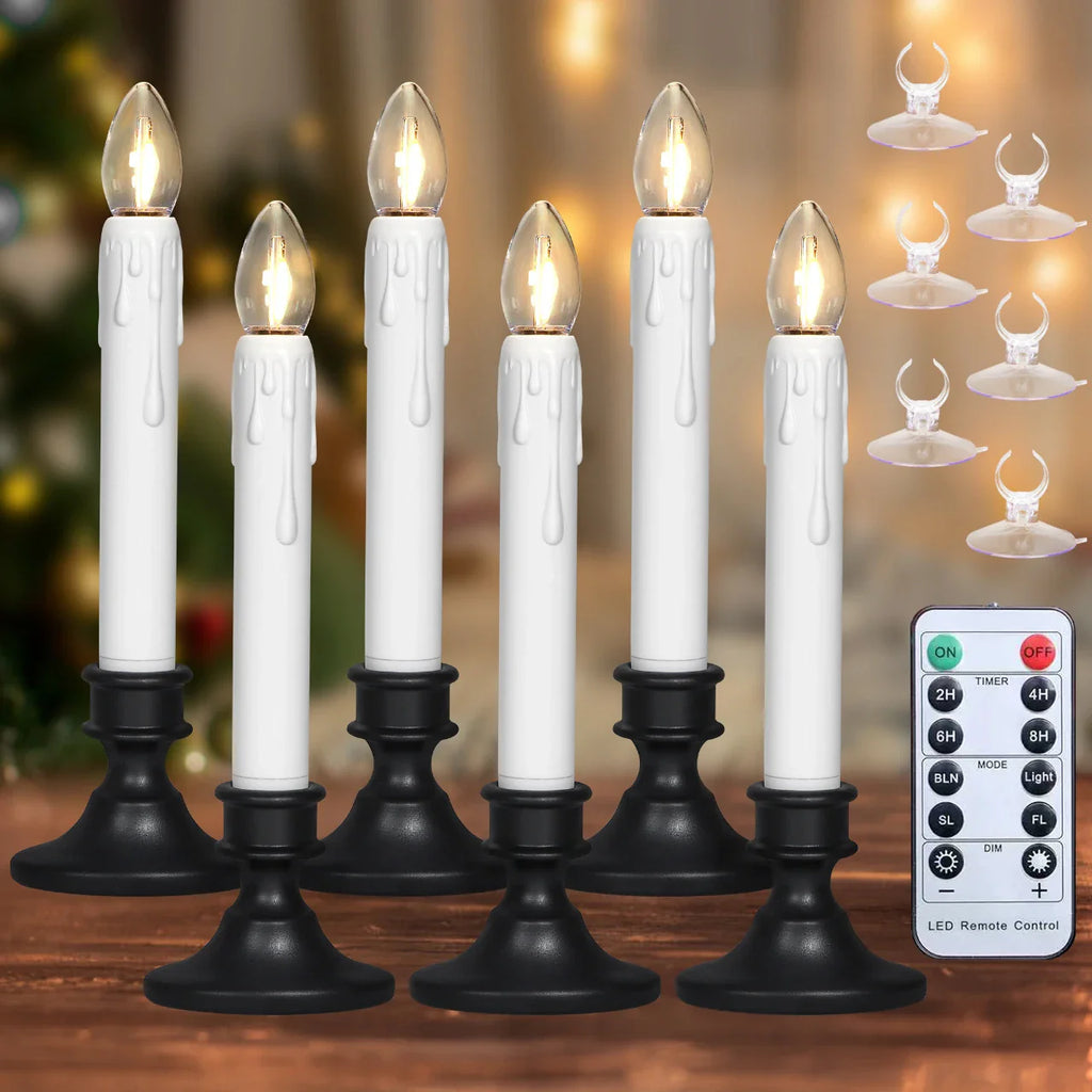 LED Flameless Taper Candles Flickering with Remote Battery Operated With Candlesticks Christmas Home Wedding Room Holiday Decor