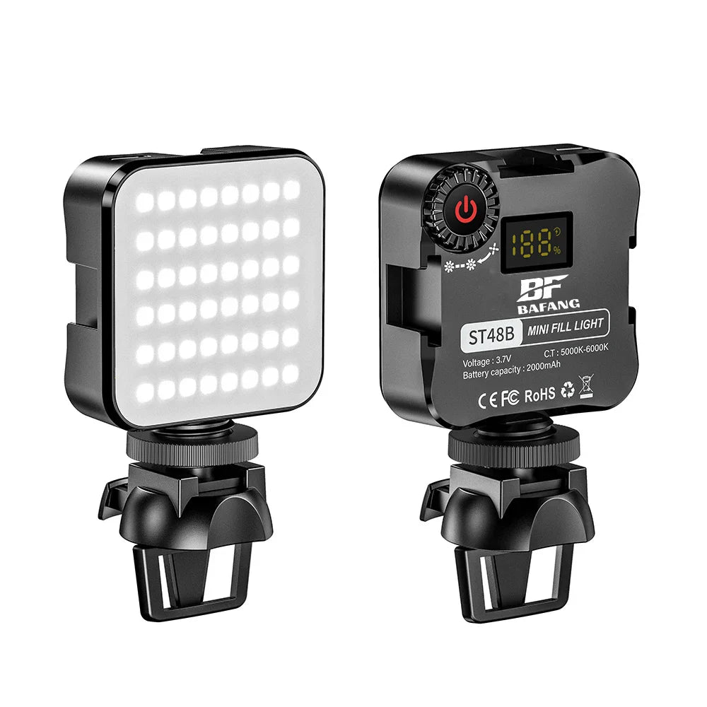 Mini Portable LED Video Light Photography Lighting 5W 6500K Cell Phone Selfie Livestreaming Fill Lamp with 3 Cold Shoe Vlog Lamp