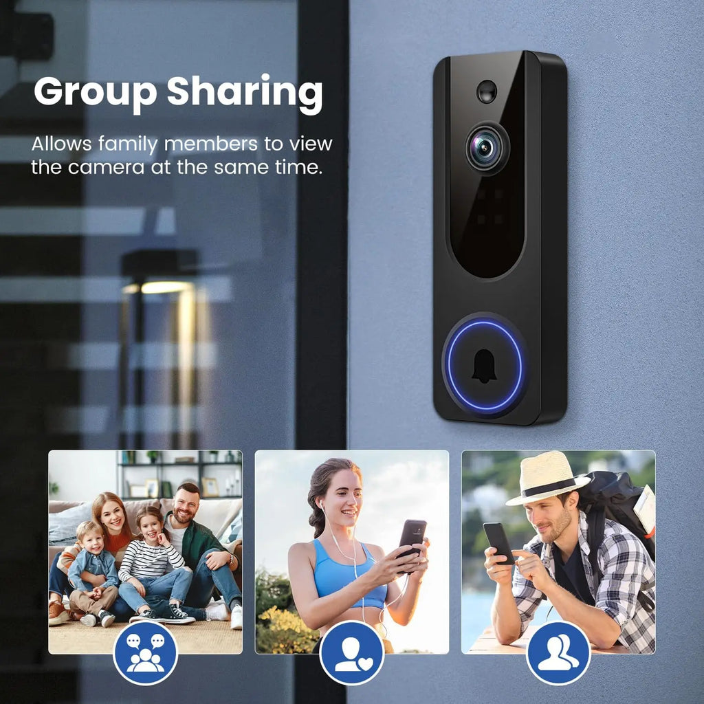 Wireless Video Doorbell with AI Detection, Night Vision, Two-Way Talk, Cloud Storage for Indoor/Outdoor Security