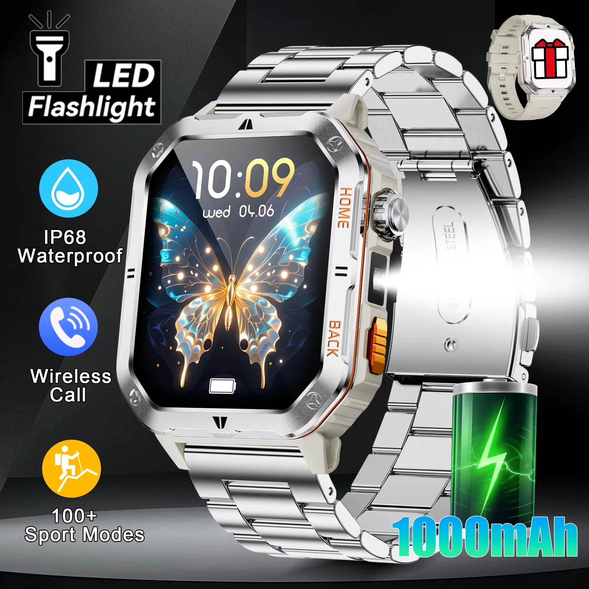 1000mAh Battery Voice Assistant GPS Sports swim 3ATM BT Call Health monitor Smartwatch For Android IOS 2026 New SmartWatch Men