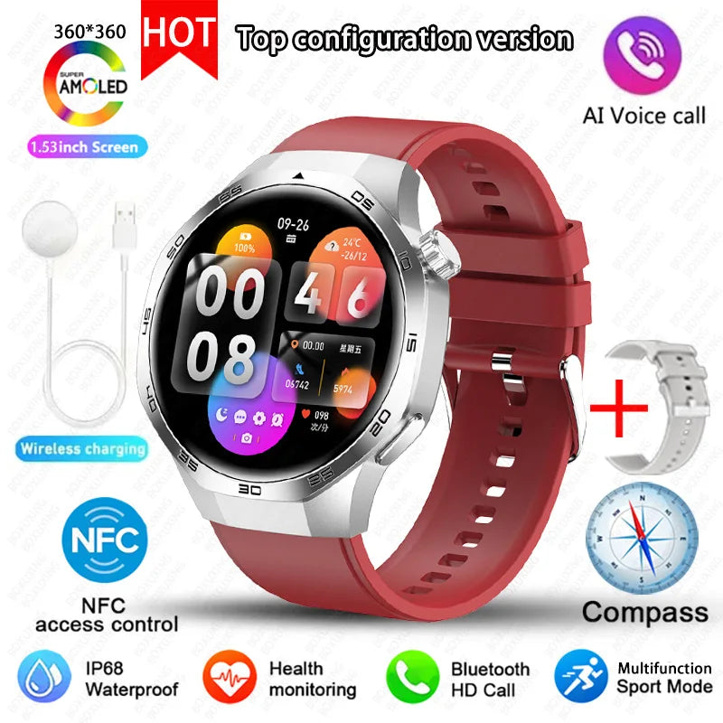 2025 New BOXUXING Watch 5 MAX Smart Watch AMOLED Screen NFC GPS Tracker Bluetooth Call Health Waterproof Smartwatch Men Women