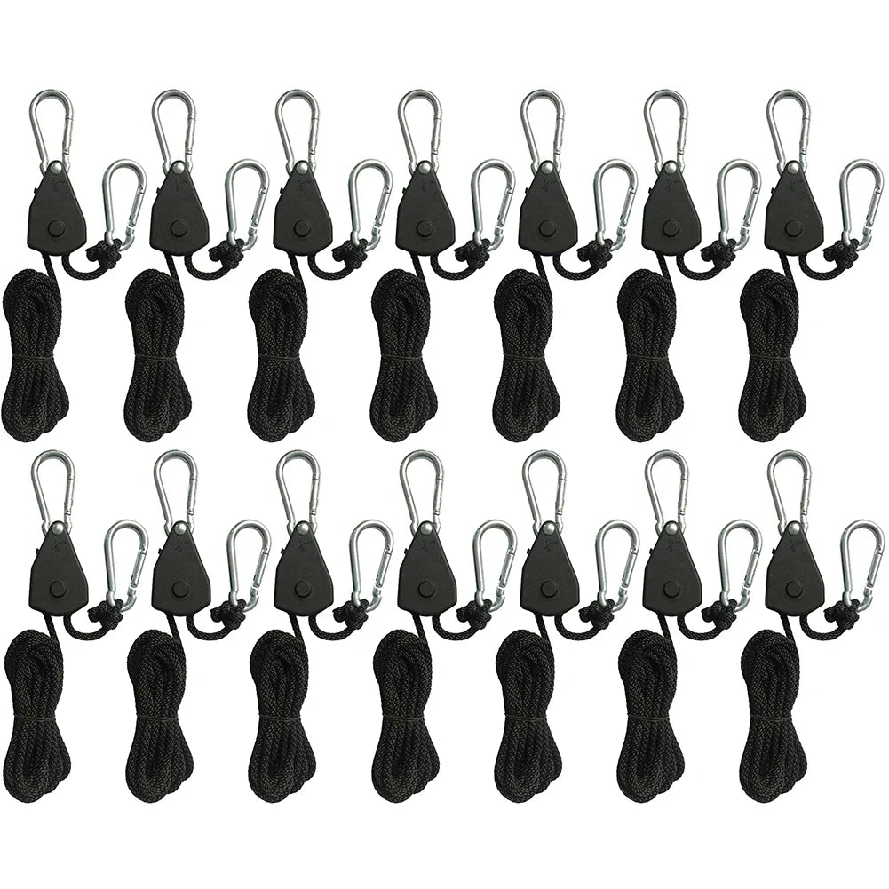 1/2/4/6/8/10/12/14/16pcs Hanger Pulley Ratchets Kayak Rope 1.6M Rope Pulley Ratchet Locking Hanger Sky Curtain Tent for Camping
