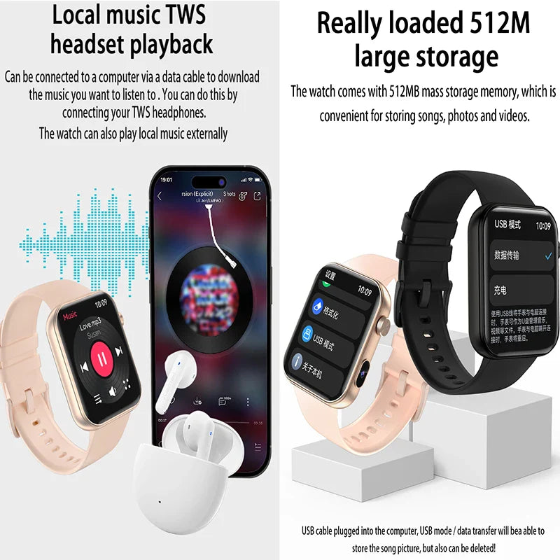 2025New Smart Watch Women Men sound recording Camera Take Photo Record Video Watches Sports Waterproof Bluetooth Call Smartwatch