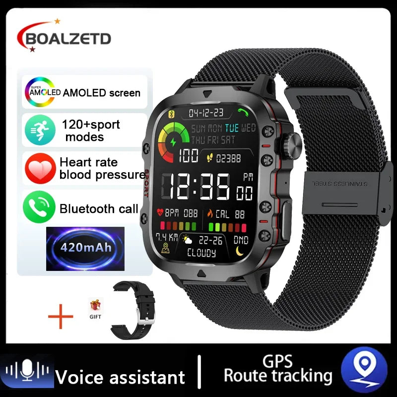 2025 New Military Smart Watch Men IP68 5ATM Outdoor Sports Fitness Tracker Health Monitor 1.81Inch BT Call Smartwatch For Men
