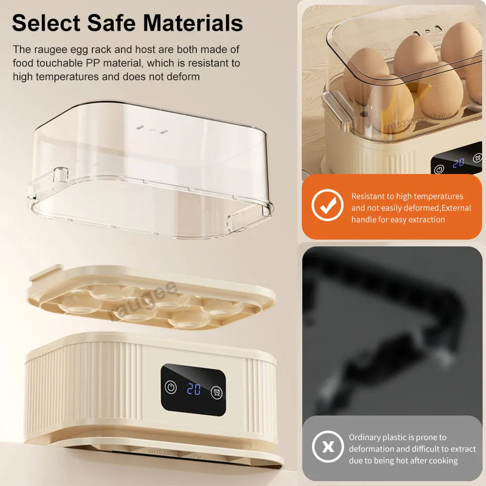 Egg Cooker with Auto Shut Off Electric Egg Cooker Steamer 6 Eggs Capacity Soft Medium Hard Boiled Egg Cooker Breakfast Machine