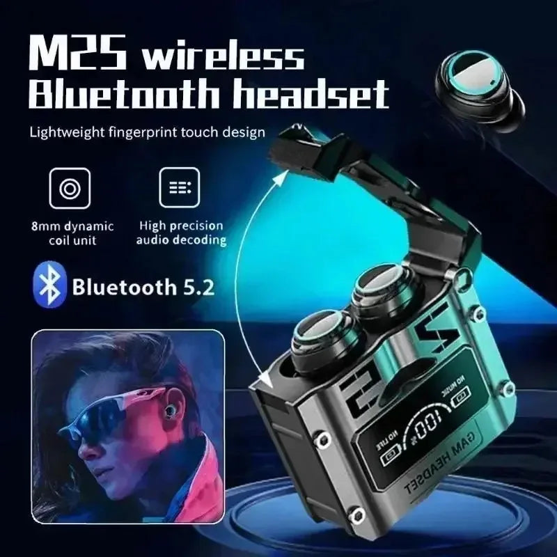 TWS M25 Wireless Headphones Earphones Bluetooth Touch Control Noise Reduction Stereo Waterproof Earbuds Headsets With Microphone