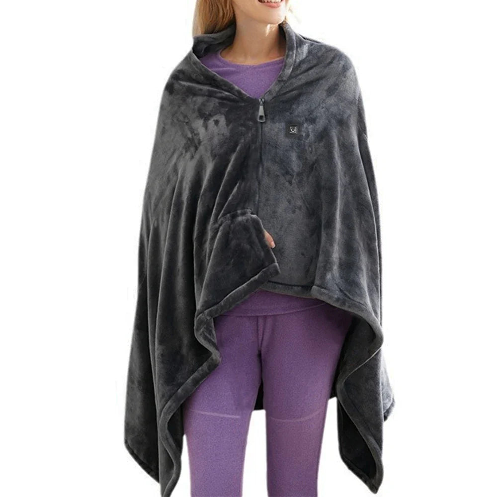 Electric Blanket USB Portable Body Warmer with 3 Temp Settings Heating Thermal Shawl for Home Office Electric Warmer Blanket