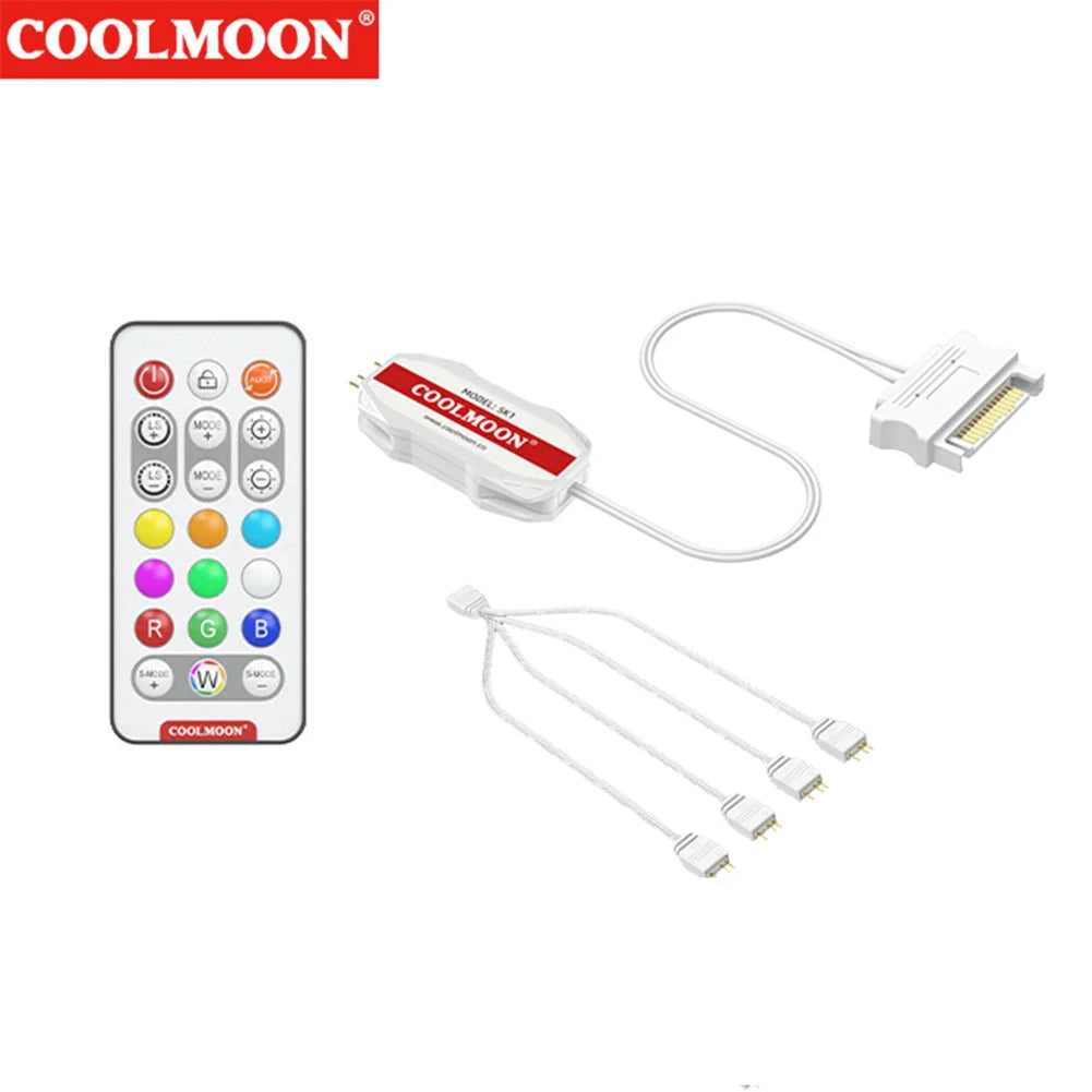 3 in 1/2 in 1 ARGB Controller Cable 5V 3 Pin 3Pin To SATA LED Color Intelligent Fan Controller HUB Adapter RGB Remote Controller
