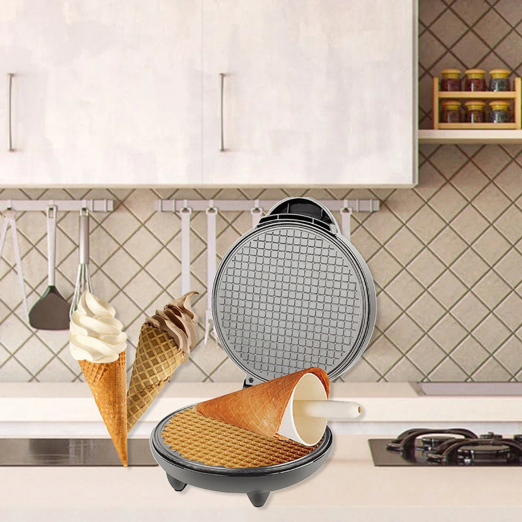 Electric Ice Cream Cone Maker Multi-function Breakfast Machine 1200W Waffle Maker Nonstick Baking Iron Machine Stainless Steel