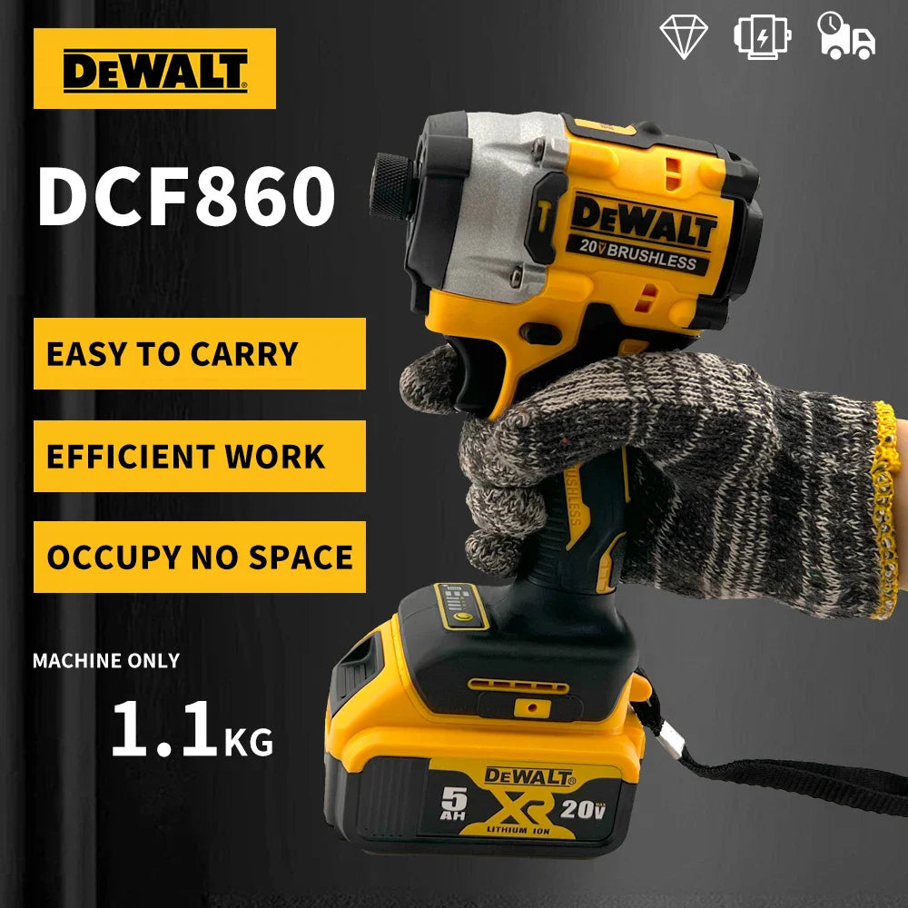 Dewalt DCF860 Cordless Brushless Electric Screwdriver Impact Function 20V Battery 282N.m Lightweight at 1kg Electric Power Tool