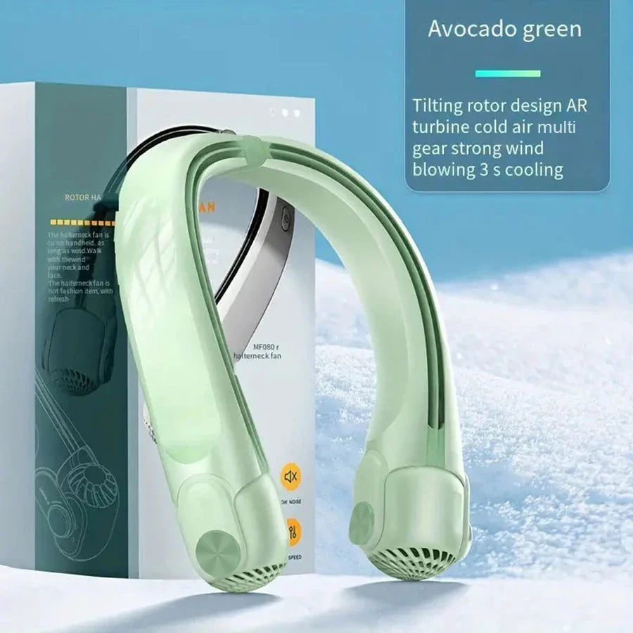 2025 New Portable Neck Fan, 360°surrounding Air Supply, 2400mAh Capacity Battery, Wearable Neck Fan Rechargeable for Outdoor Use