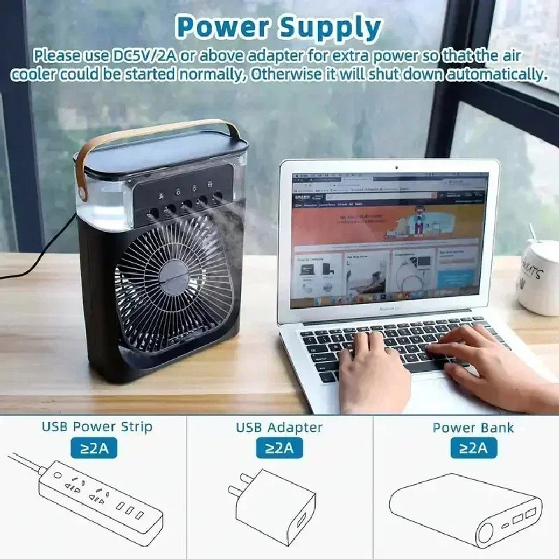 Hot Sale! Home - Portable Fan Air Conditioner: 3-in-1 Design with Humidifier USB Electric LED Night Light