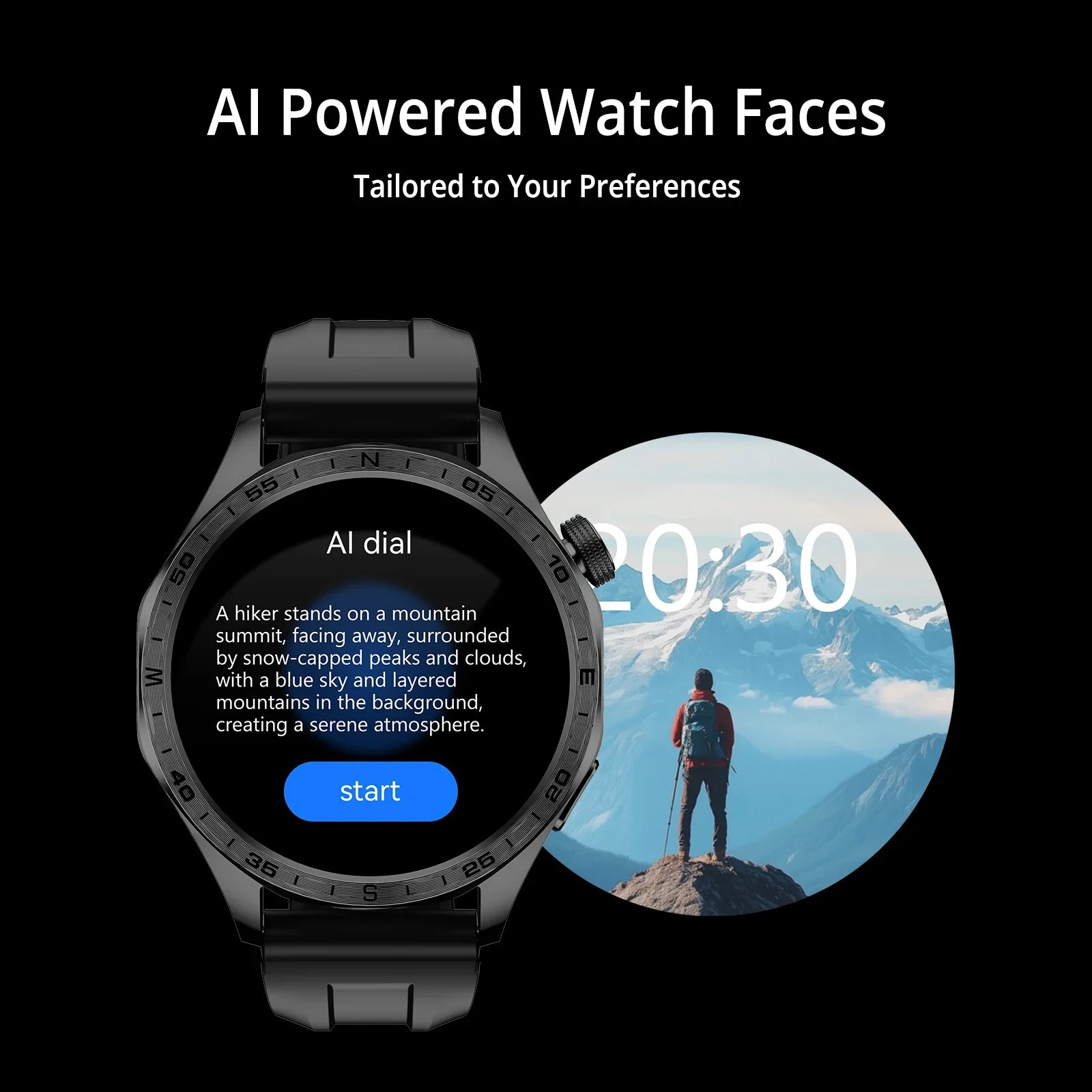 AIWR Peps 1R Smart Watch, GPS, 1.43” AMOLED, AI Watch Faces, ChatGPT, Heart Rate Sleep Monitor, 5ATM Waterproof for Android iOS