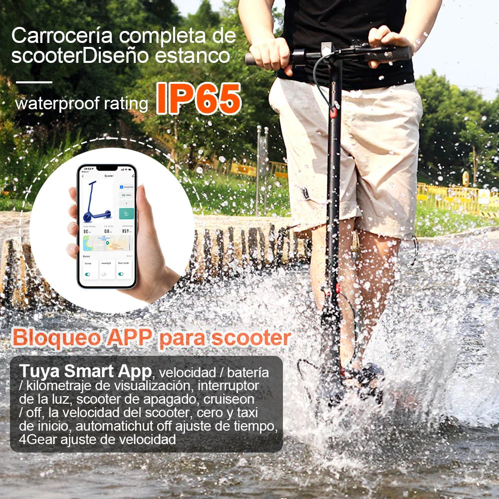 LADPED Electric Scooter 350W 19mph APP Smart Scooter Shock-absorbing Anti-skid ‎8.5 Inches Folding waterproof Electric Scooter