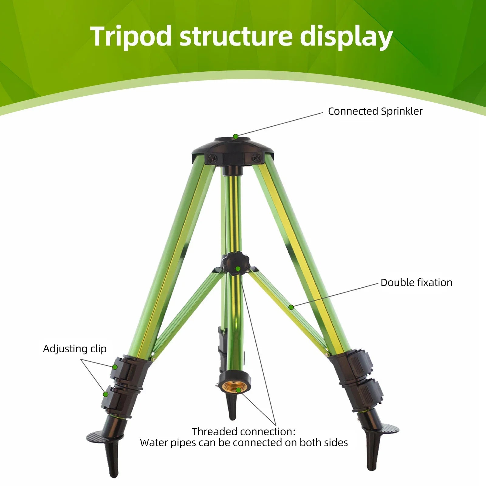 Impact Sprinkler on Tripod Base Heavy Duty Lawn Sprinkler 360 Degree Large Area Irrigation Brass Sprinkler Nozzle and Zinc Alloy
