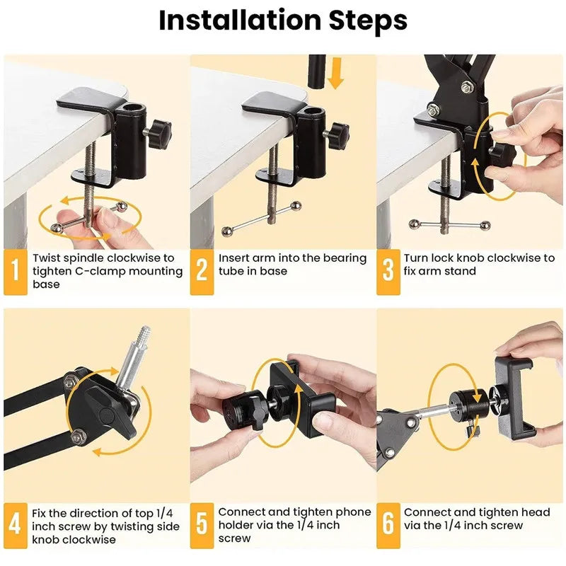 BSLIUFANG Flexible stand desktop bedside phone holder lazy person stand for tripod optional 360° rotating ball head and remote