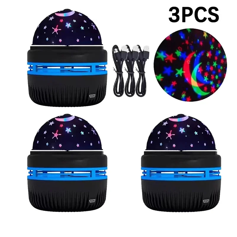1/3PCS LED Starry Night Light Remote Control Rotating Star moon Projection Lamp USB Plug-in Magic Ball Stage Atmosphere Decor