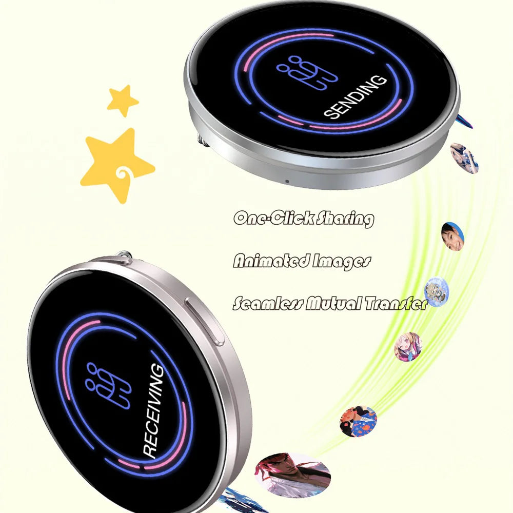 Anime Blue Tooth Electronic Badge Video Playing Rainbow Support Light Picture Dynamic Carousel Bidirectional Transmission Brooch