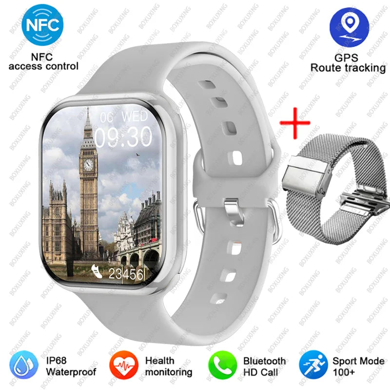 2025 AMOLED 2.05" HD Screen Smart Watch Women Series 8 Custom Dial 500+ Wireless Charging Men Smartwatch NFC GPS Tracker Watch 9
