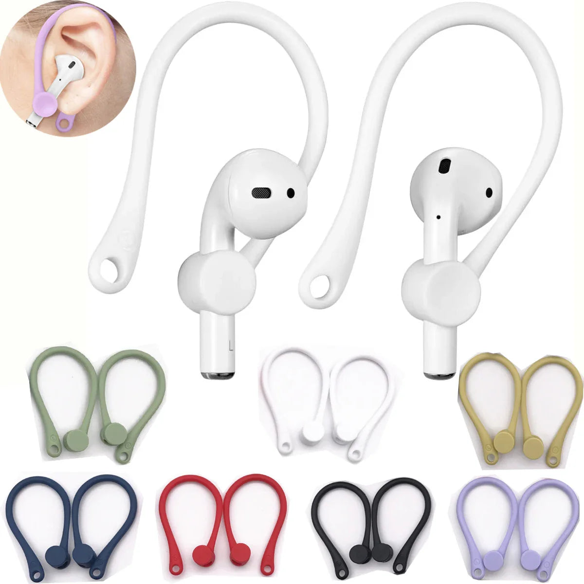 Anti-Lost Sport Silicone Earhooks Ear Holder Stand for Airpods 1 2  Bluetooth Earphone Earbuds Cover for Running Jogging Cycling