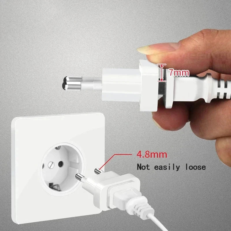 1 Pcs 4.8mm Power Plug Adapter US To EU Euro Europe Plug Power Plug Converter Travel Adapter Power Converter Outlet