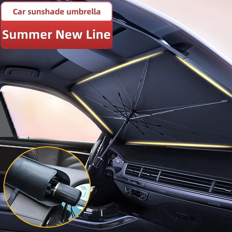 Car Windshield Sun Shade, Foldable Umbrella Sunshade/Cover for Most Cars Reflective Sunshade for Car Front Windshield