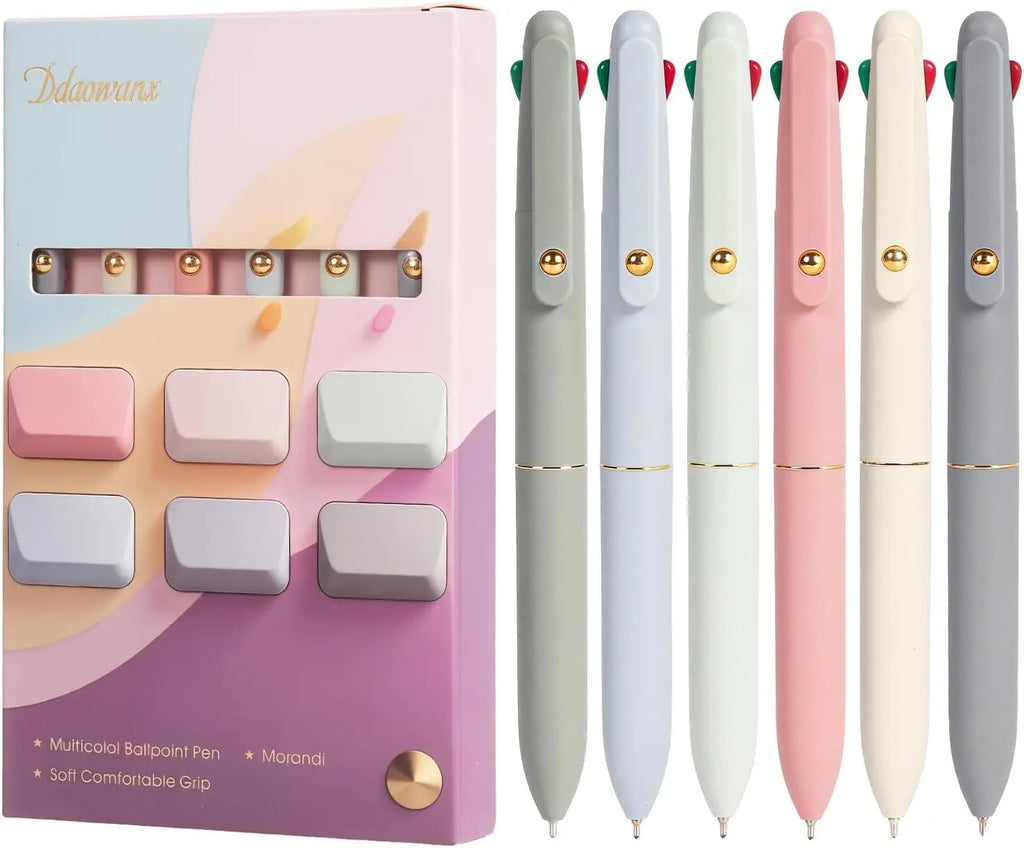 4-in-1 Multicolor Ballpoint Pen, 0.5mm Fine Point for Smooth Writing, Nurse & Student Accessories, Gift Set of 6