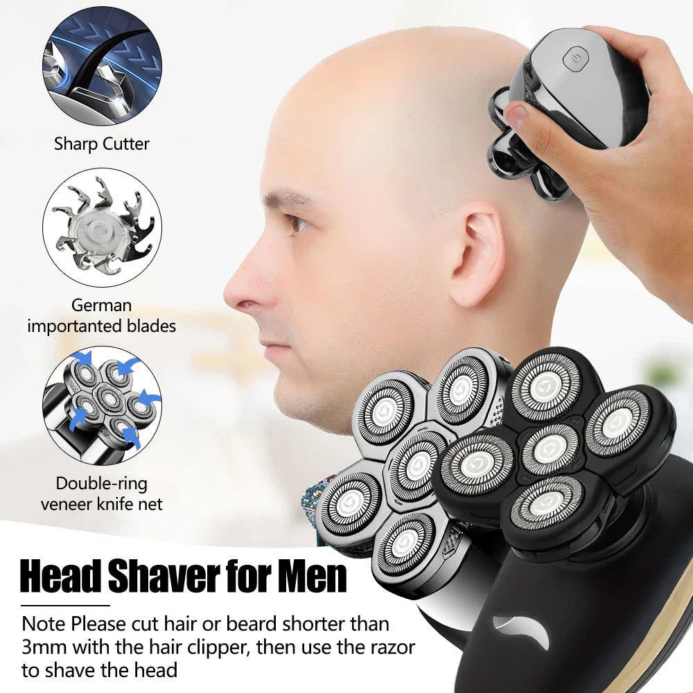 HIEAN Men 6D Floating Men Electric Shaver Wet Dry Beard Hair Trimmer Electric Razor Rechargeable Bald Head Shaving Machine