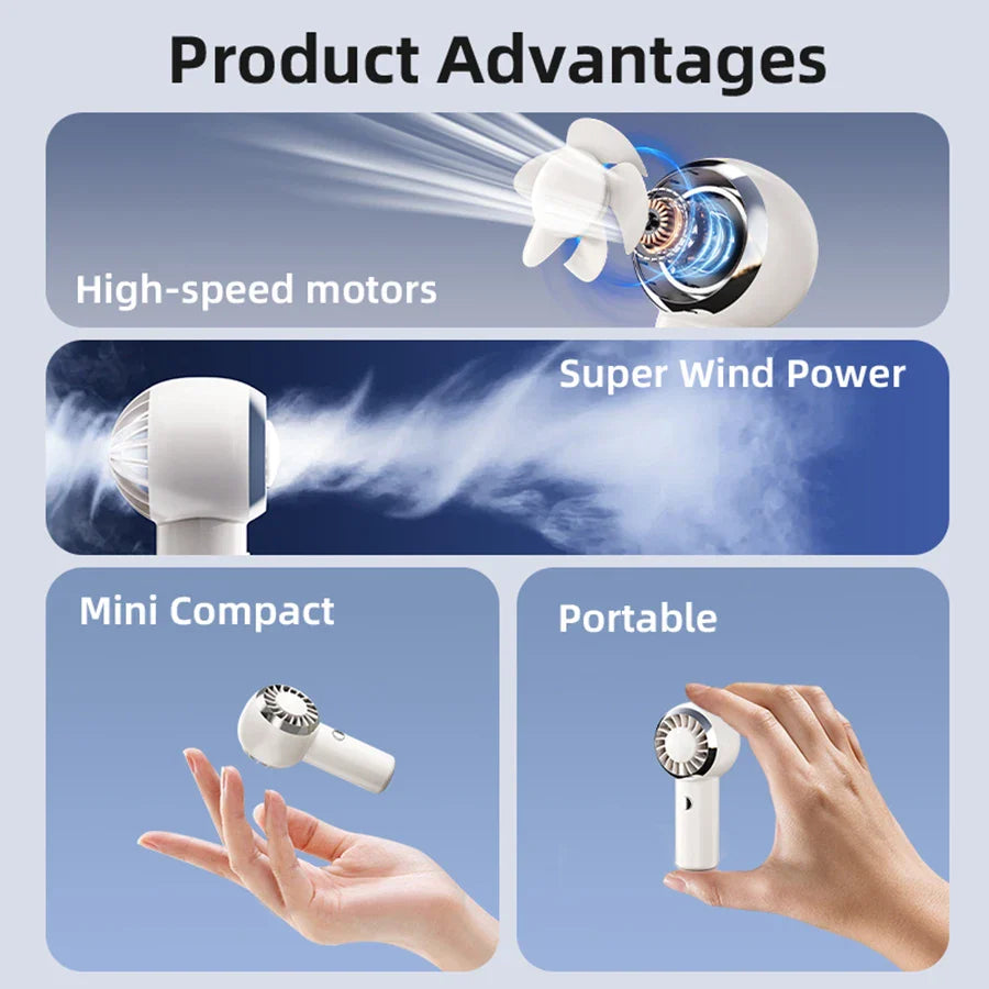 2025 New Handheld Mini Fan with 3 Level Speeds, Strong Wind, USB Pocket Fan Rechargeable, Easy Storage, Perfect for Outdoor Use.