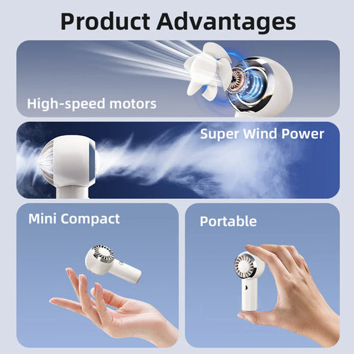 2025 New Handheld Mini Fan with 3 Level Speeds, Strong Wind, USB Pocket Fan Rechargeable, Easy Storage, Perfect for Outdoor Use.