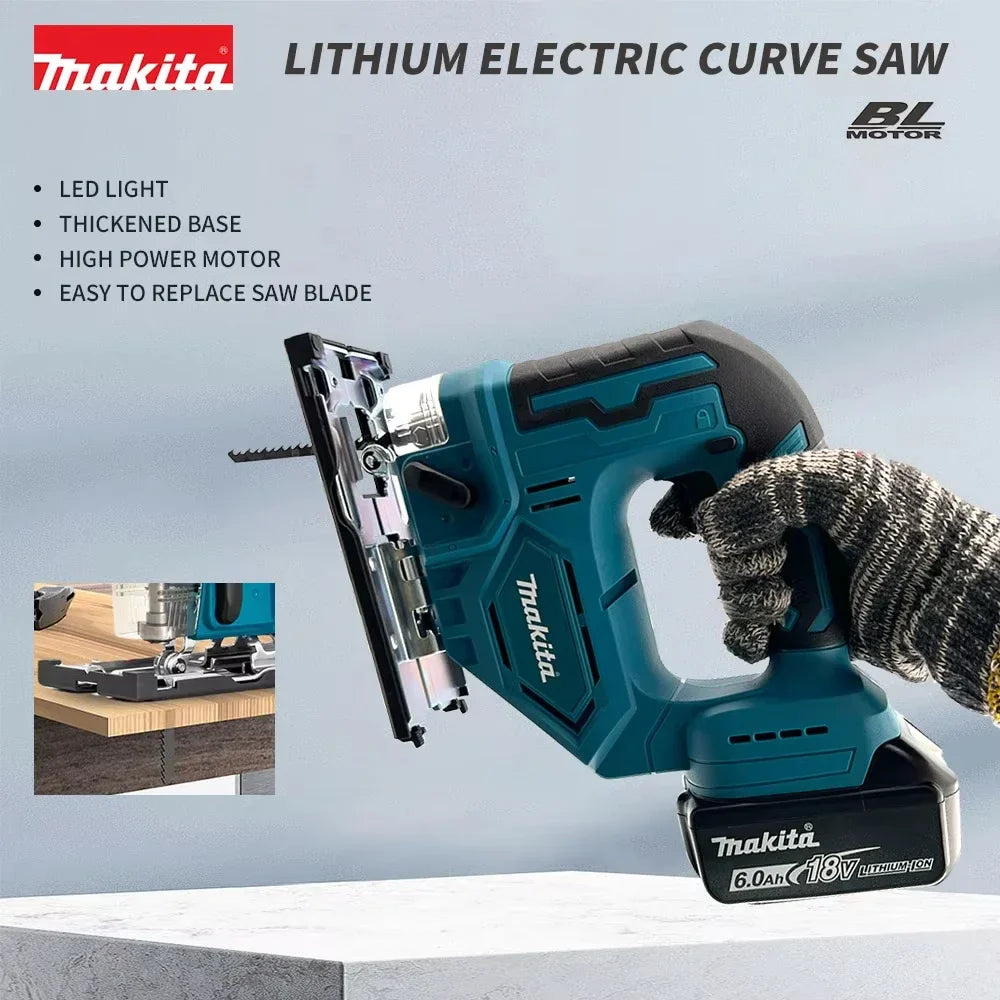 2025Makita DJV182Z 340W Brushless Jigsaw 18V Without Battery with Saw Blade Cordless Barrel Handle Portable Carpenter Power Tool