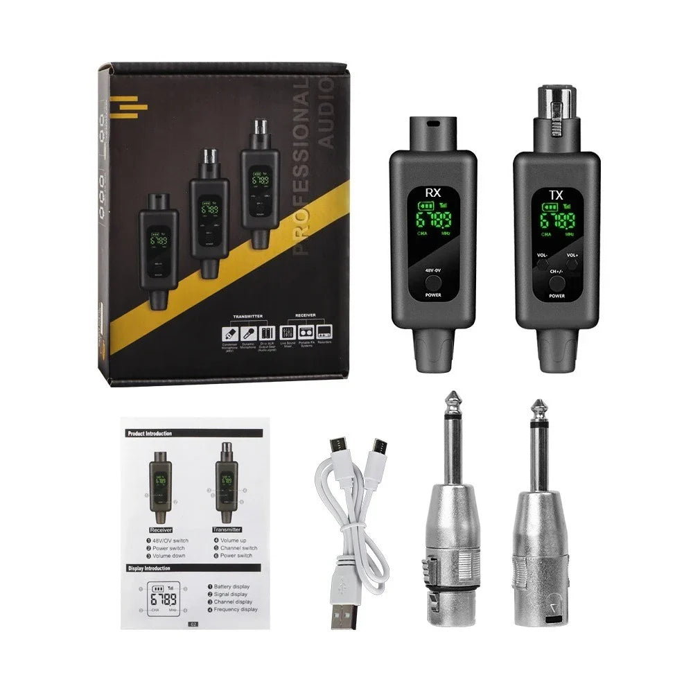Wireless Microphone Transmitter & Receiver G-MARK WX70 XLR Adapter System For Wired Microphone Guitar Audio Mixer