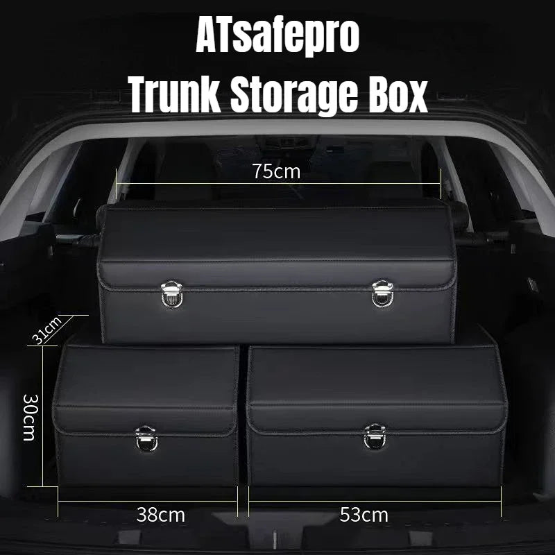 Car Trunk Organizer Organizers And Storage Suv Faux Leather Foldable Trunk Multi-Compartment Adjustable Auto Grocery Storage Box