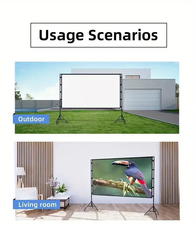 Double triangular bracket projection screen, more stable and not afraid of wind, easy to install, with storage bag